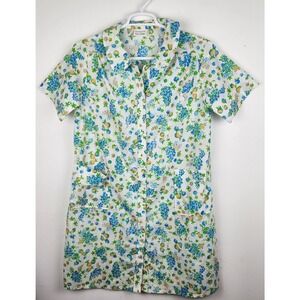 JC Penney‎ Med Misses Snap Up Fruits House Coat Nigt Gown Dressing Retro Vintage